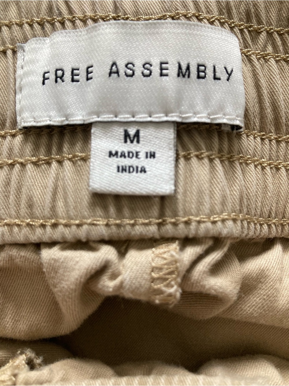 Women’s Wide-Leg Drawstring Cropped Cotton Pants in Khaki, Sz M - Picture 7 of 10